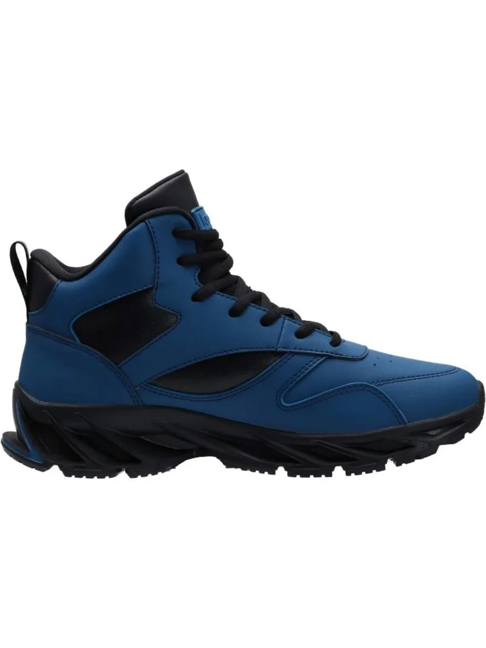 Joomra Men's Blue2 Rubber Leather High Top Athletic Inspired Lace Up Sneaker
